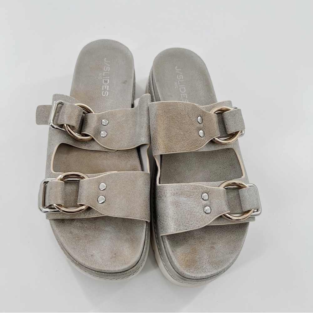 J slides platform double strap sandals